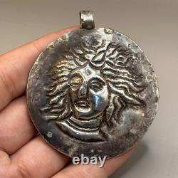 Ancient Greek-Roman king pendant amulet in solid silver