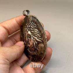 Ancient Greek-Roman king pendant amulet in solid silver
