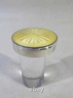 Ancient Joile Round Box A Silver Pills Massif Email Yellow 1930 Art Deco