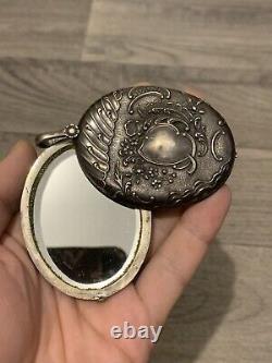 Ancient Kitelaine Set In Solid Silver Mirror Bottle Perfum XIX Eme
