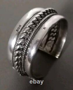 Ancient Large Ethnic Bracelet in Solid Silver, Stamped, 102.8 grams