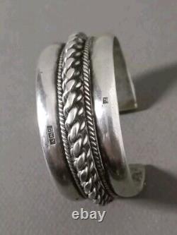 Ancient Large Ethnic Bracelet in Solid Silver, Stamped, 102.8 grams