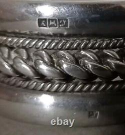Ancient Large Ethnic Bracelet in Solid Silver, Stamped, 102.8 grams