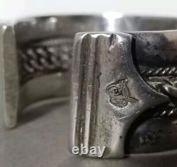 Ancient Large Ethnic Bracelet in Solid Silver, Stamped, 102.8 grams
