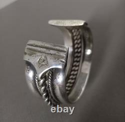 Ancient Large Ethnic Bracelet in Solid Silver, Stamped, 102.8 grams