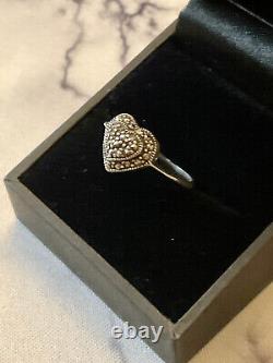 Ancient Marcasite Heart Solid Silver Art Deco Ring Hallmarks