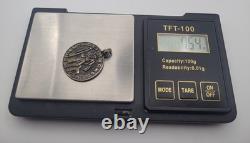 Ancient Medal Solid Silver Saint Roch Dog Enter the Temple of God #D5