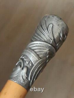 Ancient Milord Cane, Solid Silver Pommel Decorated With A Griffon, Encrypted