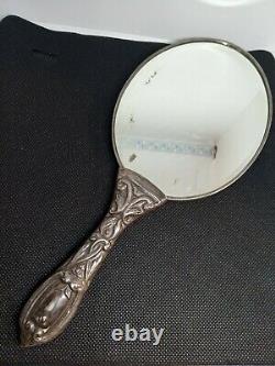 Ancient Mirror Face A Hand Silver Massive 800 Decoration Flowers Ref S960