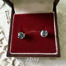 Ancient Natural Doreilles Loops Sapphire Ceylon, White Gold 14k/ Massive Silver