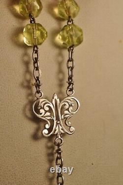 Ancient Ouraline Silver Rosary with Antique Silver Uranium Glass beads