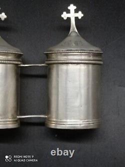 Ancient Pair of OS-SC Solid Silver Hallmarked Holy Oil Lamps