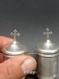 Ancient Pair of OS-SC Solid Silver Hallmarked Holy Oil Lamps