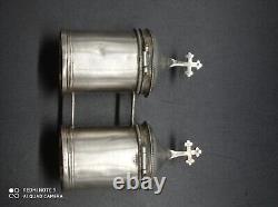 Ancient Pair of OS-SC Solid Silver Hallmarked Holy Oil Lamps