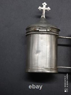 Ancient Pair of OS-SC Solid Silver Hallmarked Holy Oil Lamps