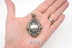 Ancient Pendant In Solid Silver Marquetry Of Hard Stone Pietra For 19th Century