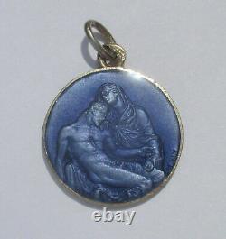 Ancient Penin Pendant Medal Virgin Christ Enamel Solid Silver Ename Charm