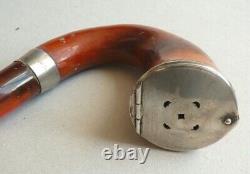 Ancient Pipe In Sea Foam + Amber + Solid Silver England 1904