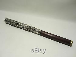 Ancient Pommel Cane Parasol Silver Decor Asian Indochina Cane Umbrella