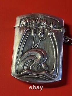 Ancient Pyrogen Match Box Art Nouveau Solid Silver Chardons