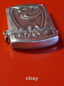 Ancient Pyrogen Match Box Art Nouveau Solid Silver Chardons