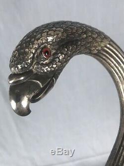 Ancient Rapace Rod In Silver 19th Antique Silver Walking Stick Eagle