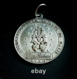 Ancient Religious Miraculous Medal 1830 Signed PENIN Solid Silver Hallmark