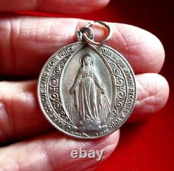 Ancient Religious Miraculous Medal 1830 Signed PENIN Solid Silver Hallmark