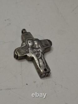 Ancient Reliquary Cross (Encolpion) in Solid Silver Sacred Art 16th–18th Century