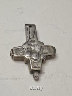 Ancient Reliquary Cross (Encolpion) in Solid Silver Sacred Art 16th–18th Century