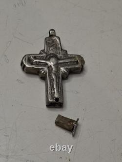 Ancient Reliquary Cross (Encolpion) in Solid Silver Sacred Art 16th–18th Century