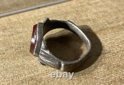 Ancient Roman Ring, Silver, 1st-2nd century AD, Carnelian, Intaglio Eagle and Fish