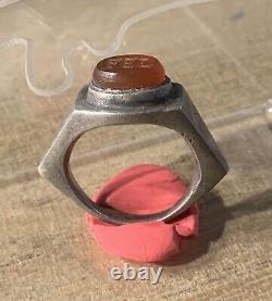 Ancient Roman Ring, Silver, 1st century BC - 3rd century AD, Carnelian + Intaglio FEL