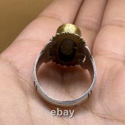 Ancient Roman ring in solid silver with rare inscription on the band in pi