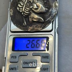Ancient Roman solid silver king-face pendant amulet