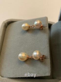 Ancient Rose Gold Solid Silver Earrings with Genuine Rose Gold Pearls