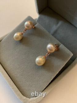 Ancient Rose Gold Solid Silver Earrings with Genuine Rose Gold Pearls