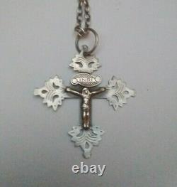 Ancient Savoy Cross Chambery In Solid Silver Maurienne Grid 19th