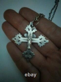 Ancient Savoy Cross Chambery In Solid Silver Maurienne Grid 19th
