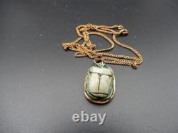 Ancient Scarab Pendant Jewellery Early 20th Gold Frame And Fix Chain