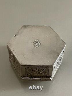 Ancient Silver Box Massive Pushed China Dragon Antic Chinese Silver Box