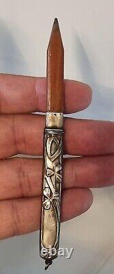 Ancient Silver Pencil Holder Massif Catelaine Pendant Art Nouveau