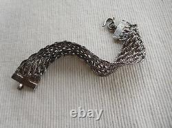 Ancient Silver Strap Magnificent Swan 19 Cms 37 Grams Maille Ribbon Tress B78