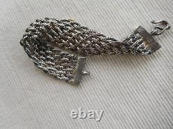 Ancient Silver Strap Magnificent Swan 19 Cms 37 Grams Maille Ribbon Tress B78