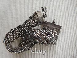 Ancient Silver Strap Magnificent Swan 19 Cms 37 Grams Maille Ribbon Tress B78