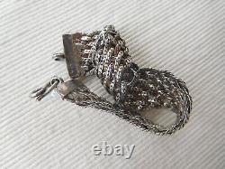 Ancient Silver Strap Magnificent Swan 19 Cms 37 Grams Maille Ribbon Tress B78