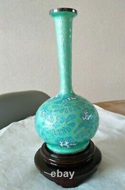 Ancient Silver Vase Massive Emaux Cloisonne Korea Korean Enamel Sterling Silver