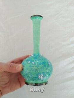 Ancient Silver Vase Massive Emaux Cloisonne Korea Korean Enamel Sterling Silver