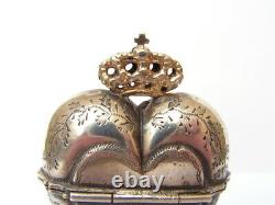 Ancient Silver Vinaigrette Vermeil Shape Heart And Ancient Crown Silver Box