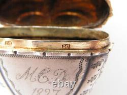 Ancient Silver Vinaigrette Vermeil Shape Heart And Ancient Crown Silver Box